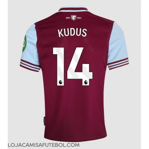 Camisa de Futebol West Ham United Mohammed Kudus #14 Equipamento Principal 2024-25 Manga Curta